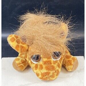 Russ Peepers Giraffe LEDA Big Brown Eyes Soft Plush Toy Lil Peepers Orange 5"